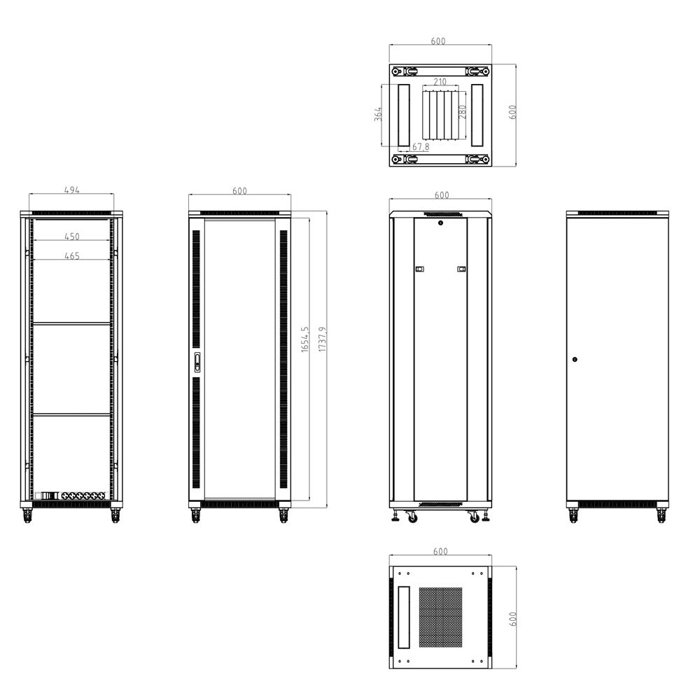 RACK-37UFN / Baie Informatique 37U + plateau +bandeau 6 prises 220V+ 2 ventilateur