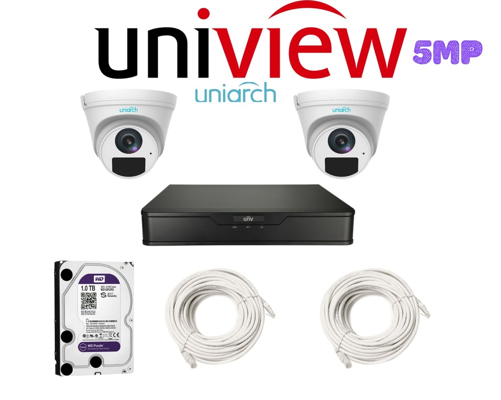 PACK 2 CAMERAS UNIARCH 5MP-IP / PACKUN-IP-5MP-2