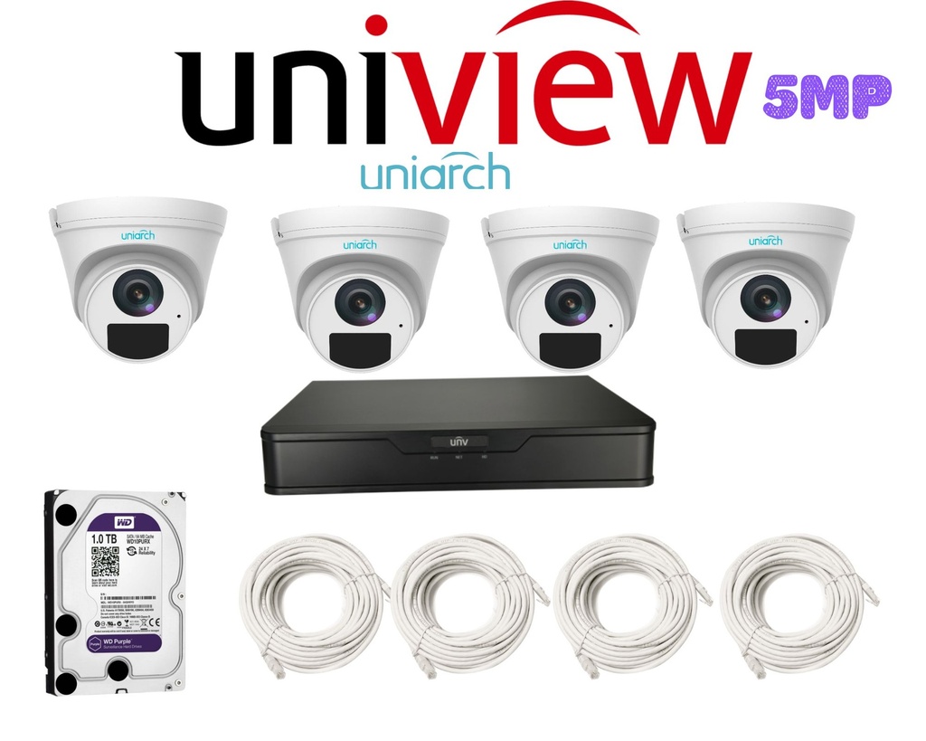 PACK 4 CAMERAS UNIARCH 5MP-IP / PACKUN-IP-5MP-4