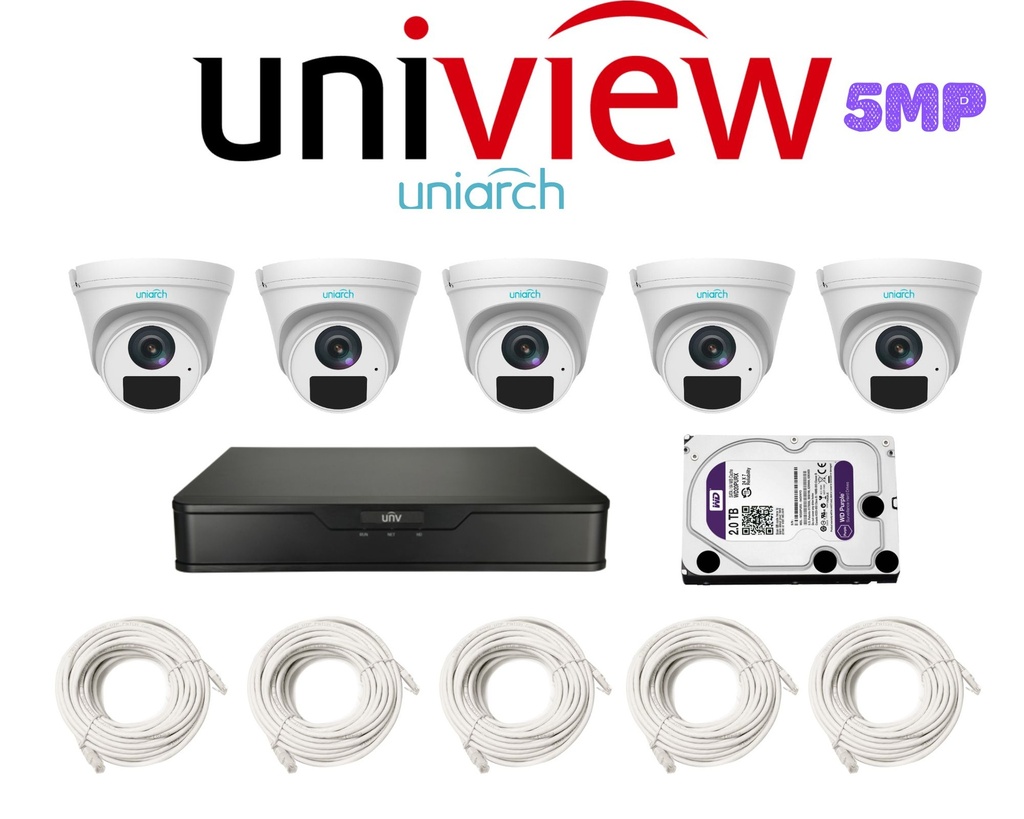 PACK 5 CAMERAS UNIARCH 5MP-IP / PACKUN-IP-5MP-5