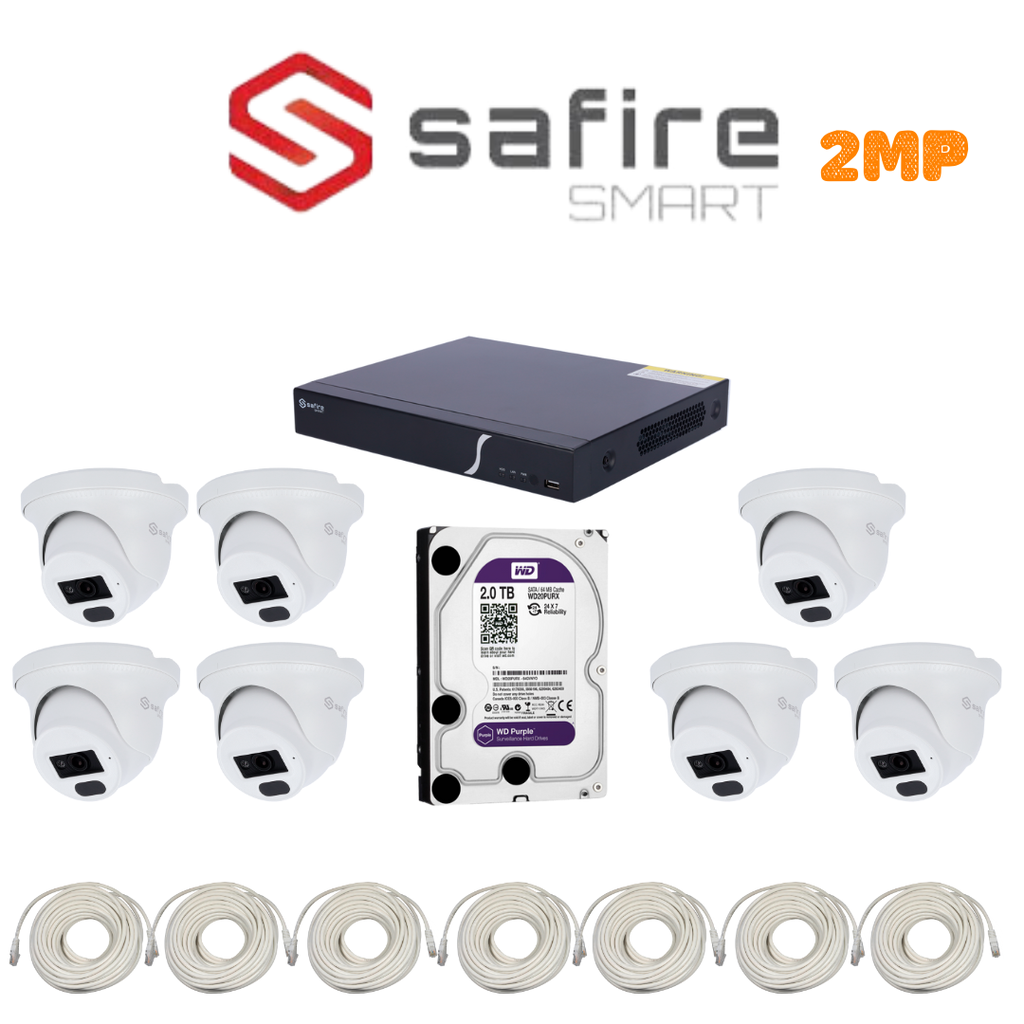 PACK 7 CAMERA SAFIRE SMART 2MP / PACK-SFSMART-IP-7-2MP