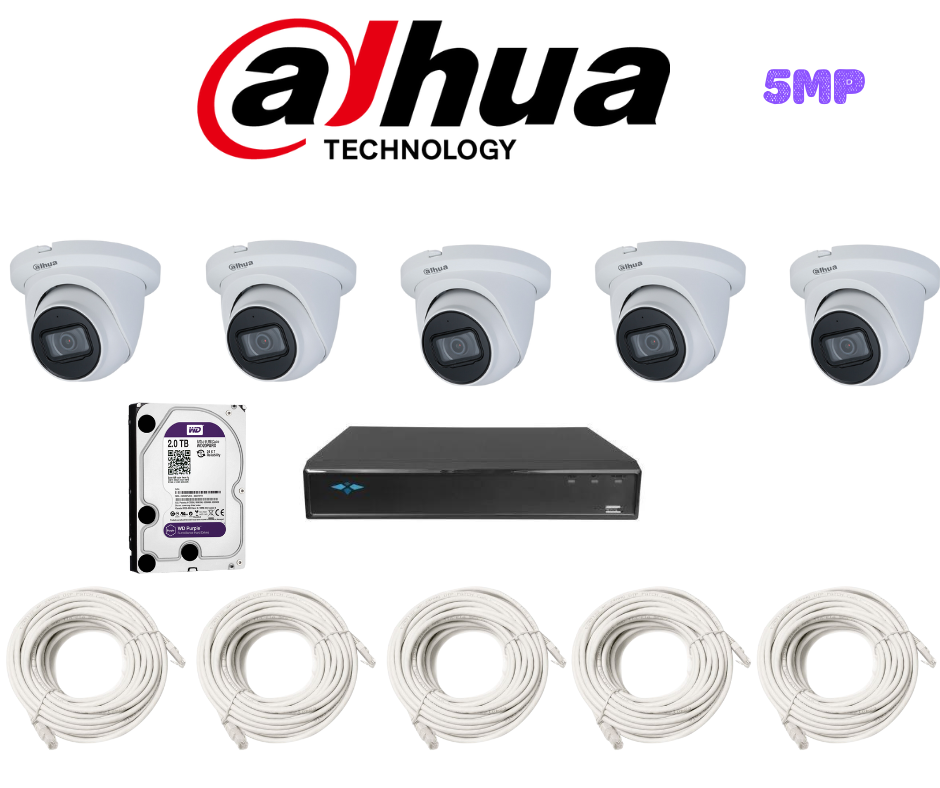 PACK 5 CAMERAS DAHUA 5MP-IP / PACKDAH-IP-5MP-5