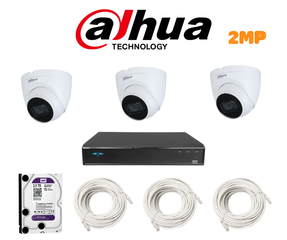 PACKDAH-IP-2MP-3 / PACK 3 CAMERAS DAHUA 2MP-IP