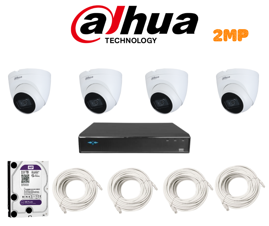 PACKDAH-IP-2MP-4 / PACK 4 CAMERAS DAHUA 2MP-IP