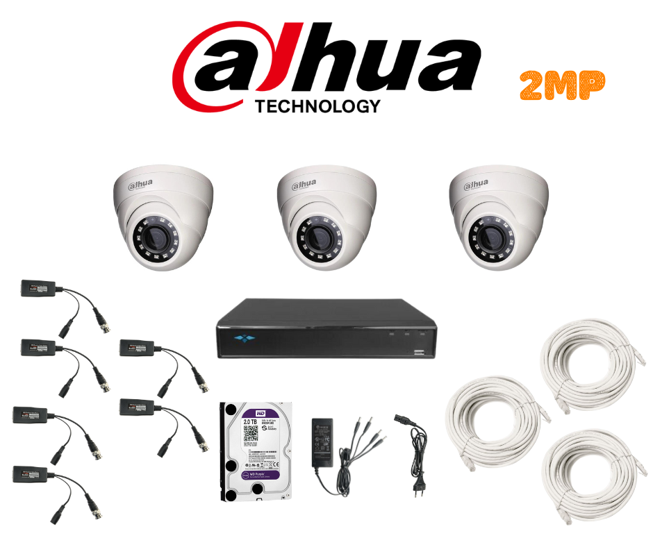 PACKDAH-HDCVI-2MP-3 / PACK 3CAMERAS DAHUA 2MP-HDCVI