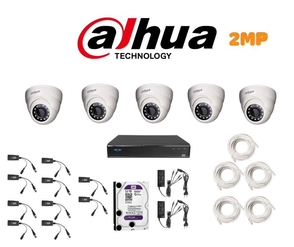 PACK 5 CAMERAS DAHUA HDCVI-2MP / PACKDAH-HDCVI-2MP-5