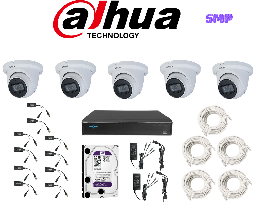 PACK 5 CAMERAS DAHUA HDCVI-5MP / PACKDAH-HDCVI-5MP-5