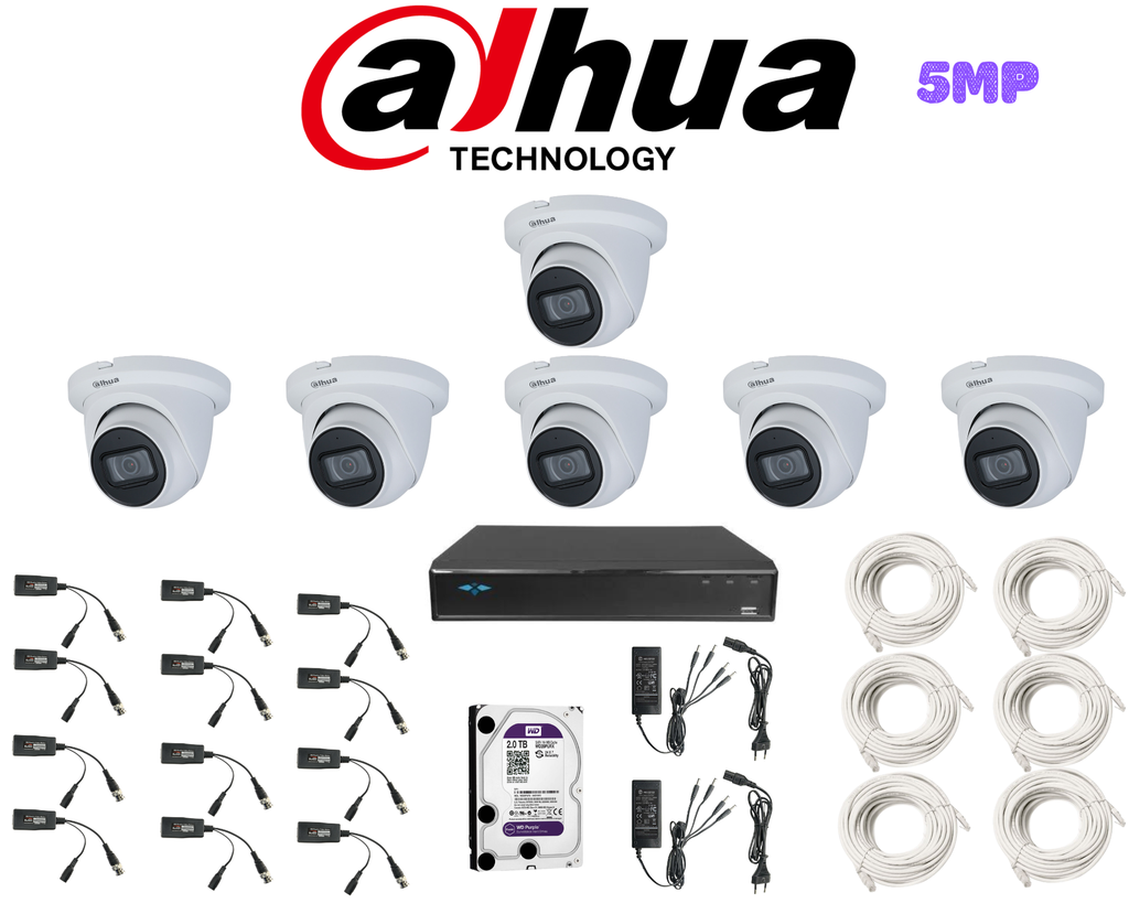 PACK 6 CAMERAS DAHUA HDCVI-5MP / PACKDAH-HDCVI-5MP-6