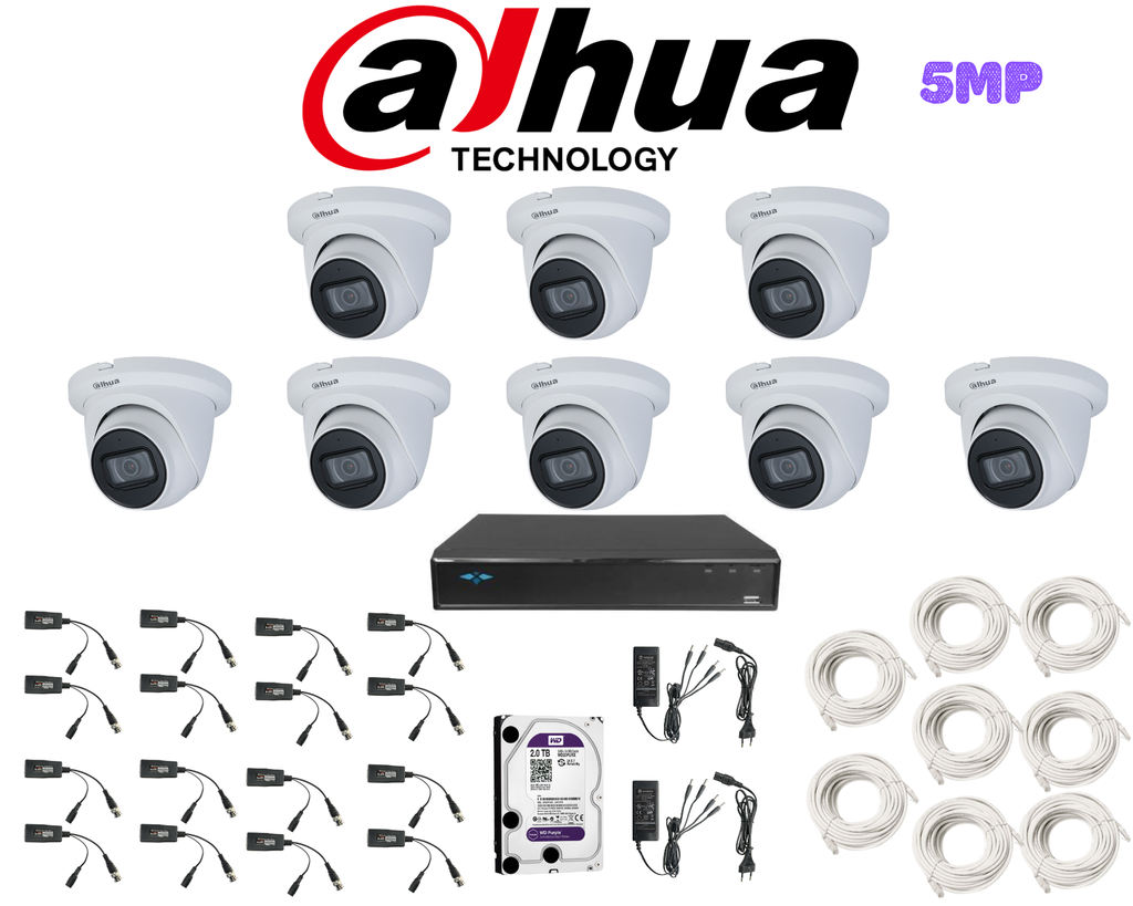 PACK 8 CAMERAS DAHUA HDCVI-5MP / PACKDAH-HDCVI-5MP-8