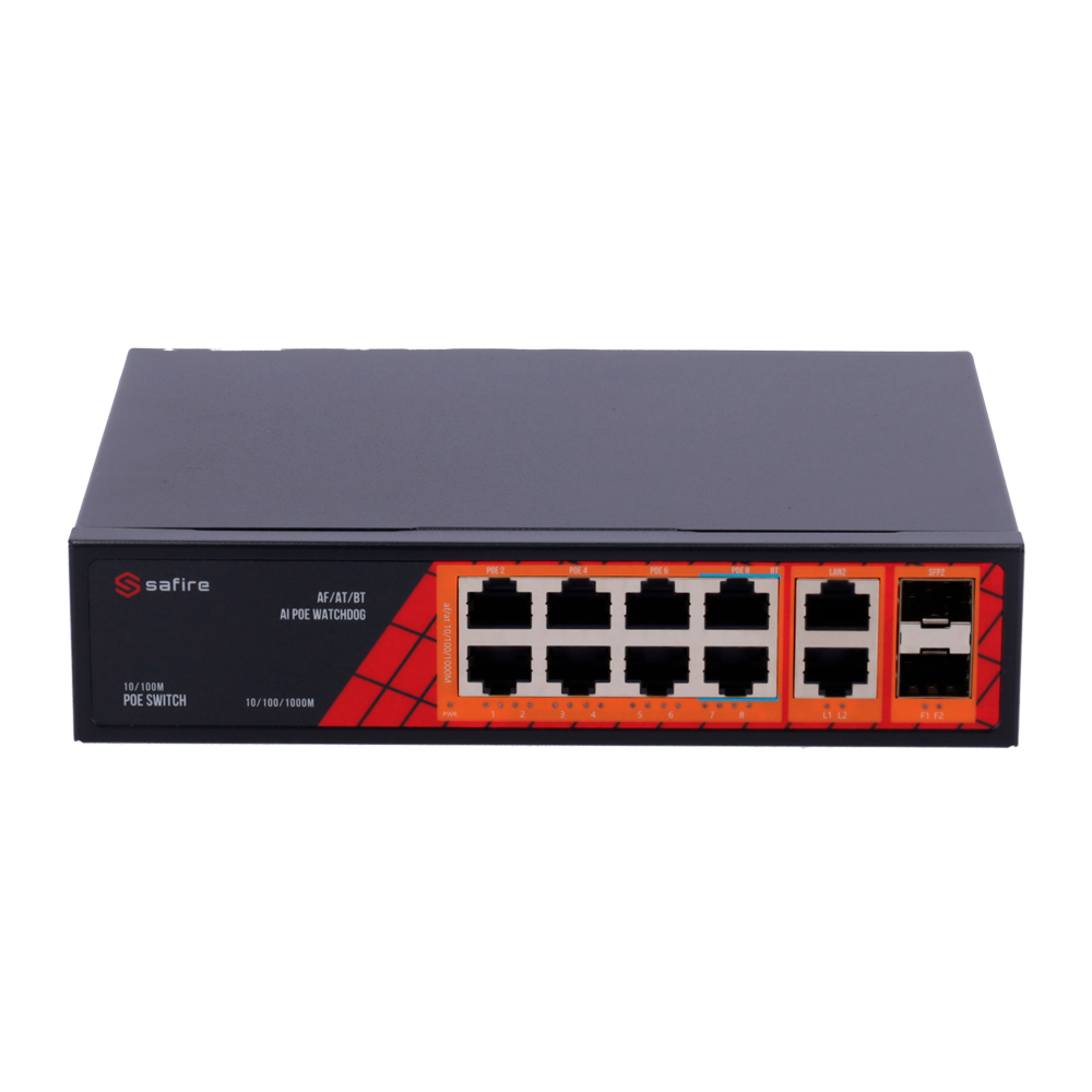 SF-SW1208HIPOE-GF-120 / Switch PoE / 8 Ports PoE / 2 SFP / 120W