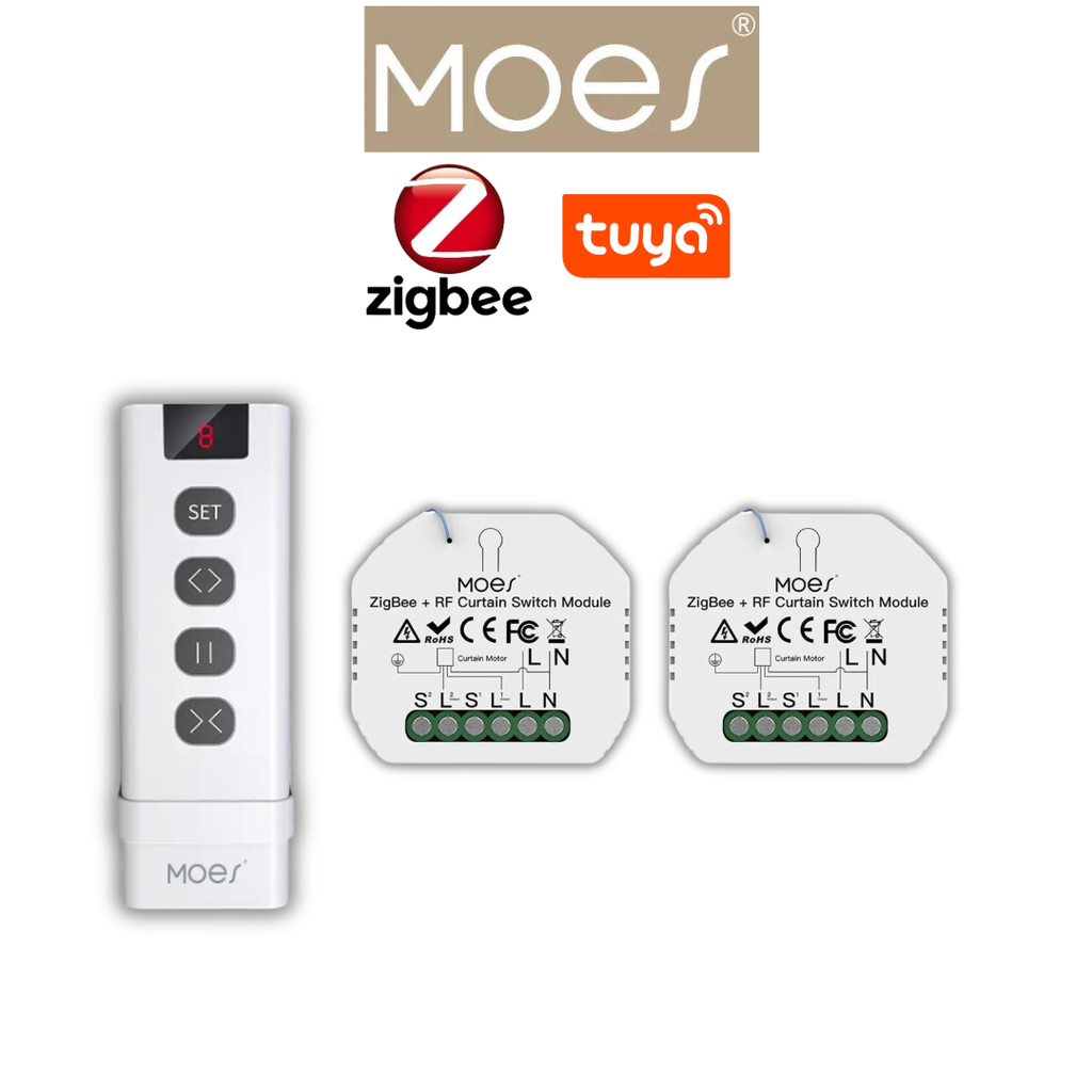 Pack 2 Zigbee volet roulant, télécommande 9 canaux mural / PACKMO-Z-VRT9C-2