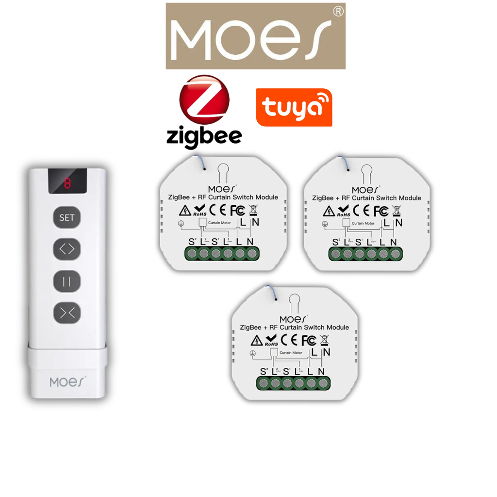 Pack 3 Zigbee volet roulant télécommande 9 canaux mural / PACKMO-Z-VRT9C-3