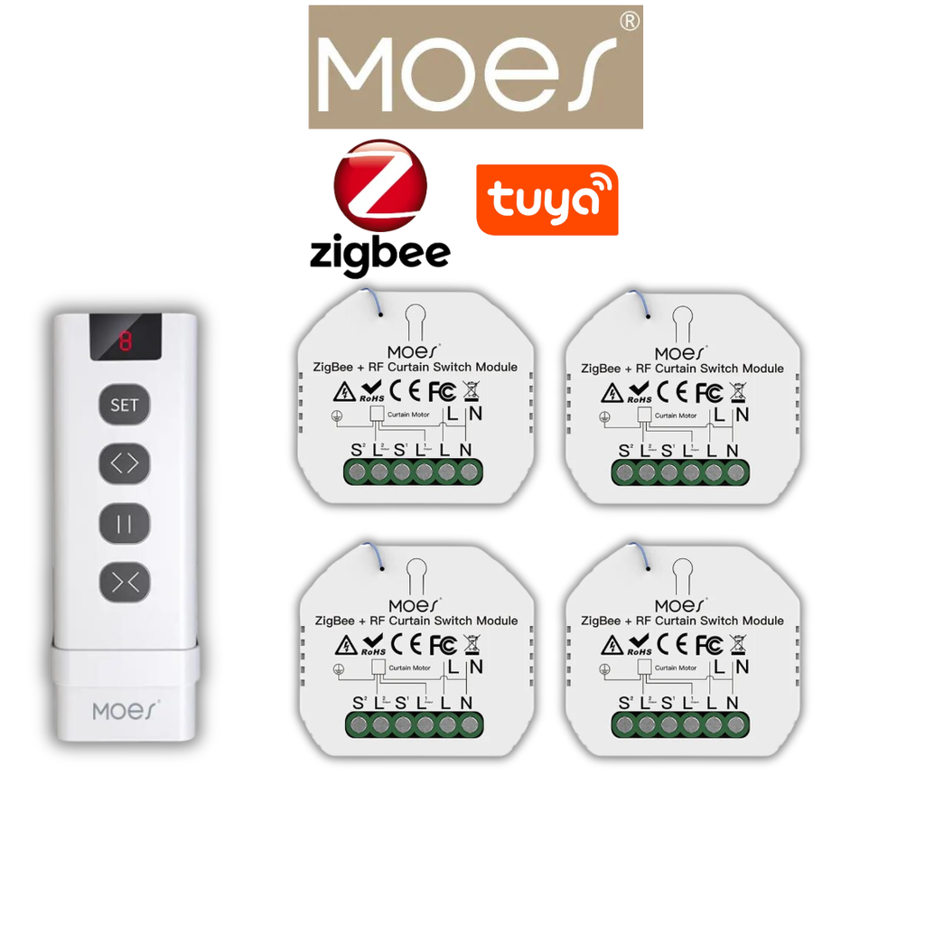 Pack 4 Zigbee volet roulant télécommande 9 canaux mural / PACKMO-Z-VRT9C-4