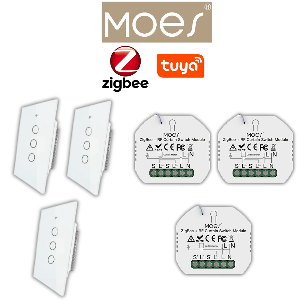 Pack 3 Zigbee volet interrupteur sans fil (3 boutons) / PACKMO-Z-VRI-3