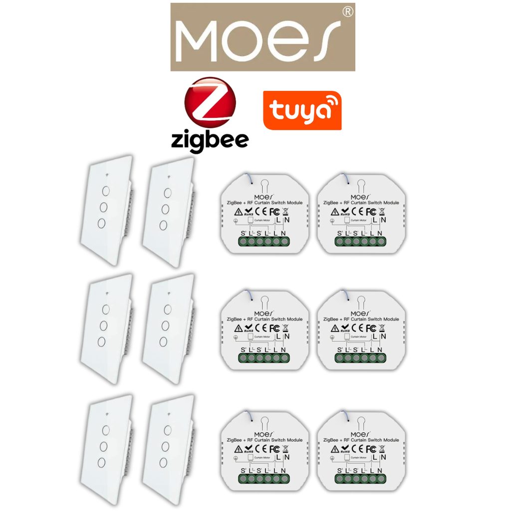 Pack 6 zigbee volet interrupteur sans fil (3 boutons) / PACKMO-Z-VRI-6