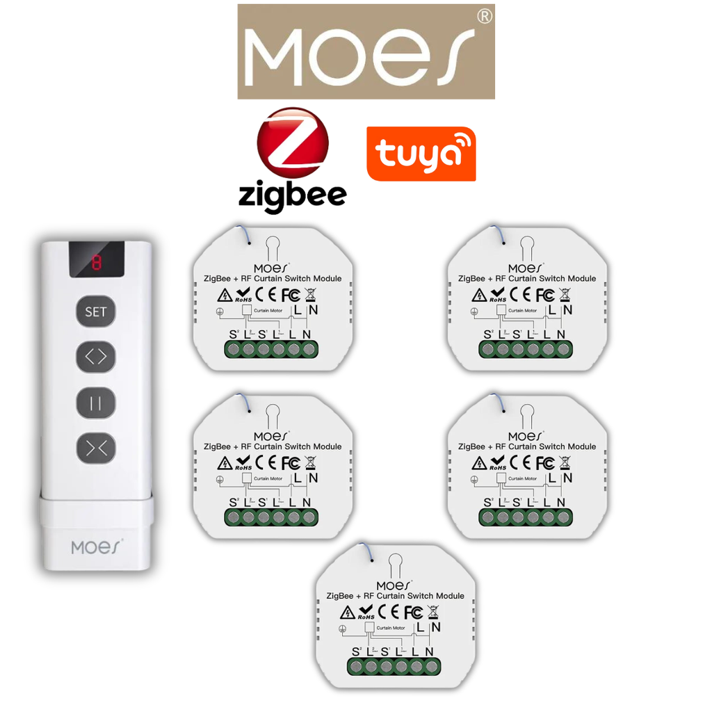 Pack 5 zigbee volet télécommande 9 canaux mural / PACKMO-Z-VRT9C-5